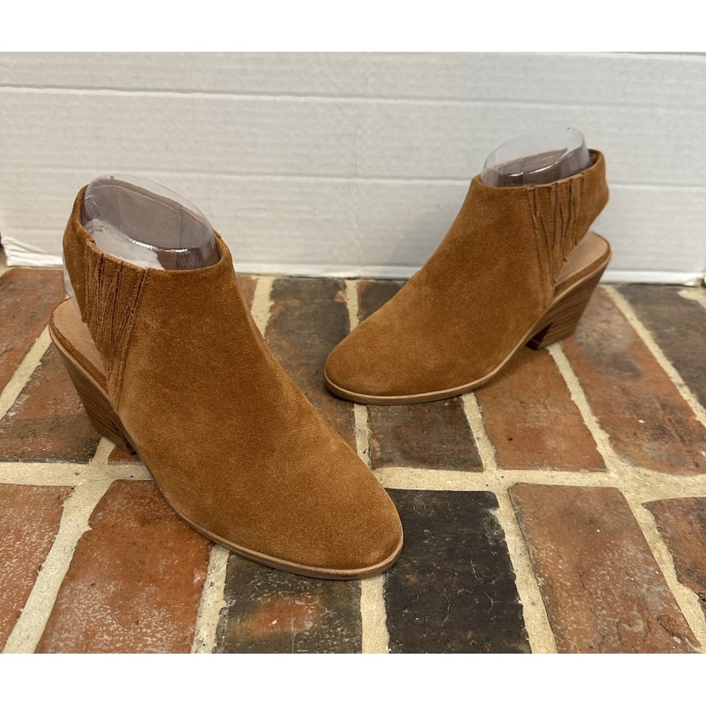 Gentle Souls By Kenneth Cole Slingback Booties Brown Suede Block Heel Women's 6